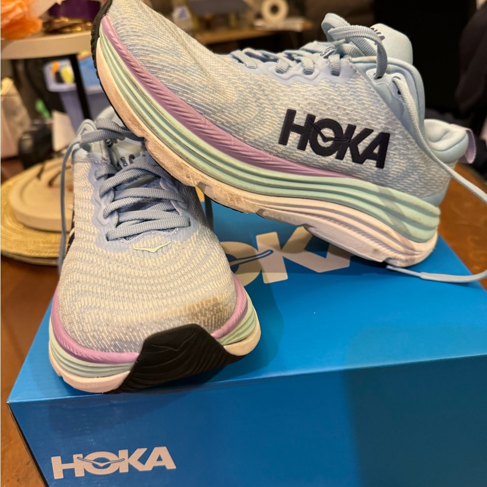 HOKA Gaviota 5 Road-Running Shoes - Women's Size 6.5 Airy Blue Sunlit Ocean